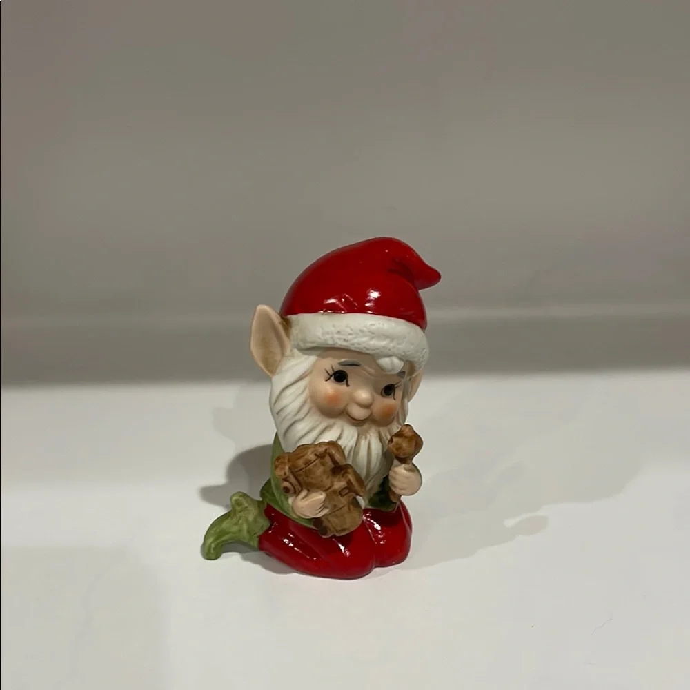 Vintage 1960's Homco, Santa's Workshop Elf Making a Train #5406